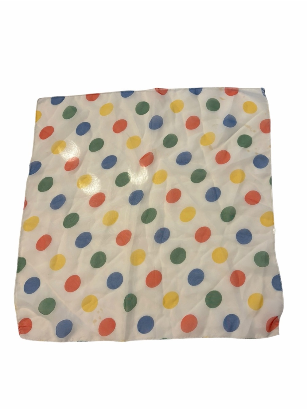 Square Scarf Primary Colored Polka Dots 18x18” Small Stains Mod Retro Fun Whimsy